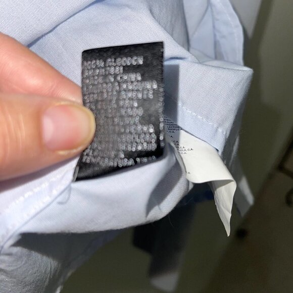 Oleg Cassini Skinny Shirt XL Mens Vintage Cotton Blue Pink Striped Pocket Collar - Picture 6 of 12